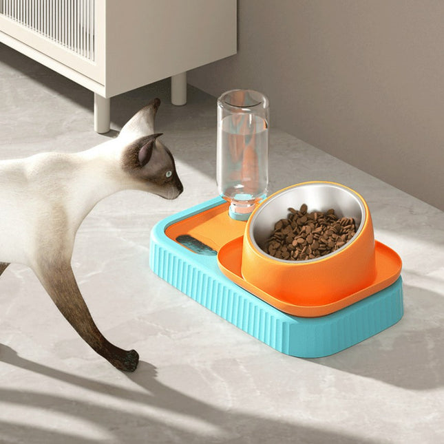 Cat Bowl Double Bowl Cervical Vertebra Protection Automatic Drinking Water Basin Pet Bowl Water Basin