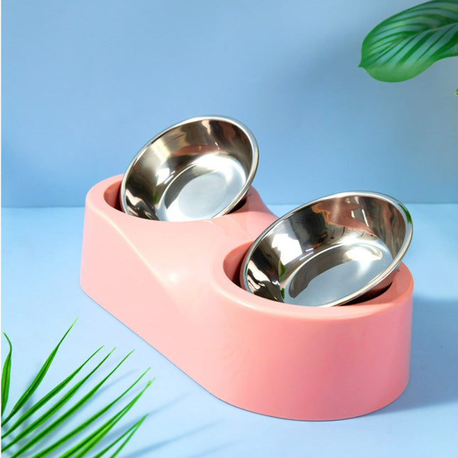 Wholesale Pet Bowl Thickened ABS Anti-Slip Dog Bowl Pet Double Bowl Dog Bowl