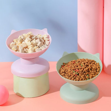 Wholesale Tall Bowl Slant Mouth Food Bowl Anti-knock Over Feeding Cat Plastic Bowl