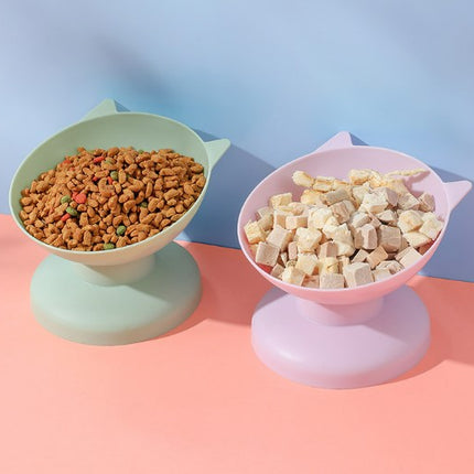 Wholesale Tall Bowl Slant Mouth Food Bowl Anti-knock Over Feeding Cat Plastic Bowl