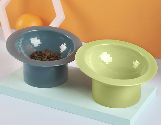 Wholesale Cat Bowl Tall Food Bowl Slanted Mouth Plastic Drinking Bowl Pet Supplies