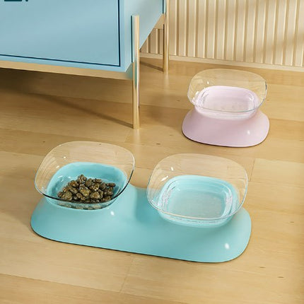 Translucent Pet Double Bowl Cat Feeding Bowl Water Bowl Dog Bowl Dog Basin Pet Supplies 