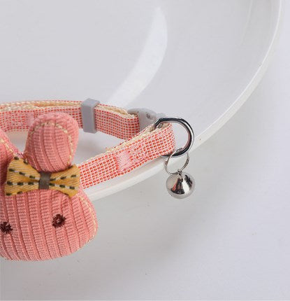 Pet Collar Leash Cartoon Rabbit Bow Bell Collar Cat Necklace Puppy Collar Dog Supplies