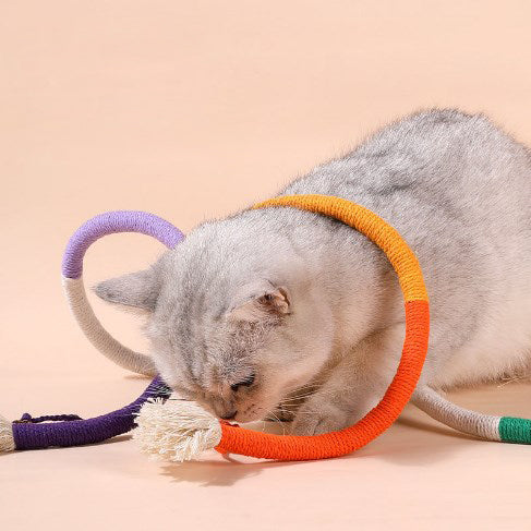 Wholesale Cat Toy Chewing Rope Funny Cat Colorful Cotton Rope Chewing Stick 