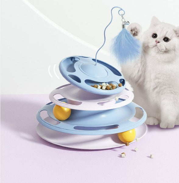 Flying Saucer Cat Turntable Toy Cat Play Plate Educational Interactive Can Leak Food Turntable 