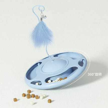 Flying Saucer Cat Turntable Toy Cat Play Plate Educational Interactive Can Leak Food Turntable 