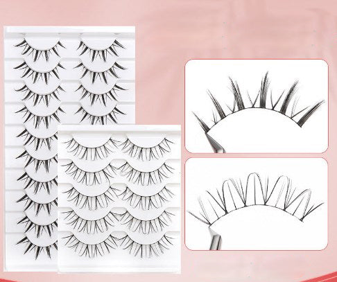 Multiple Pairs of False Eyelashes with Cross-shaped Sharpened Capillary Stems and Soft Stems