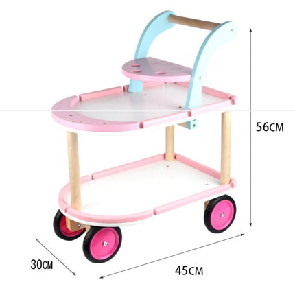 Children's Wooden Ice Cream Trolley Play Girl Mini Ice Cream Cart Toy Car Popsicle Sales Cart