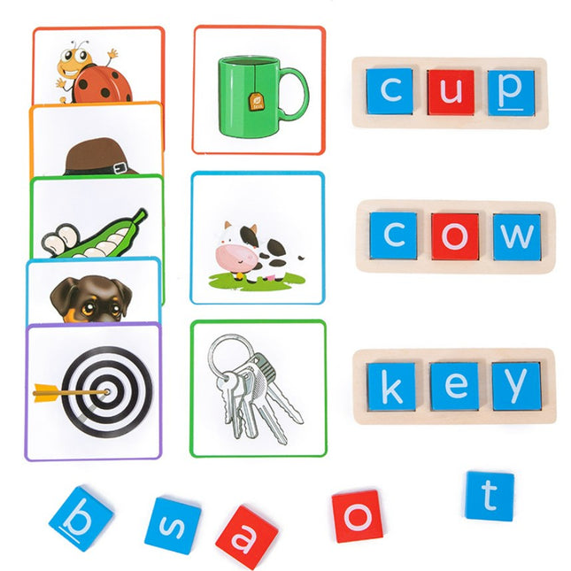 Kids Spelling Words with Vowels and Letters Kindergarten Learning Building Blocks Toys 