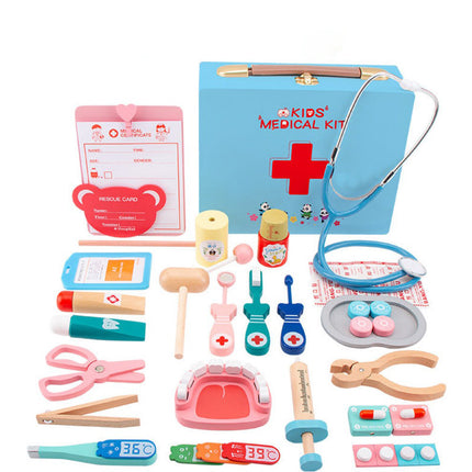 Wooden Tools Medical Box Injection Kids Play House Stethoscope Simulation Doctor Toy Set