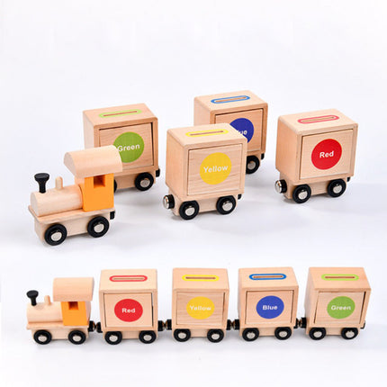 Wooden Magnetic Shape Color Sorting Train Exercise Coordination Educational Toy 
