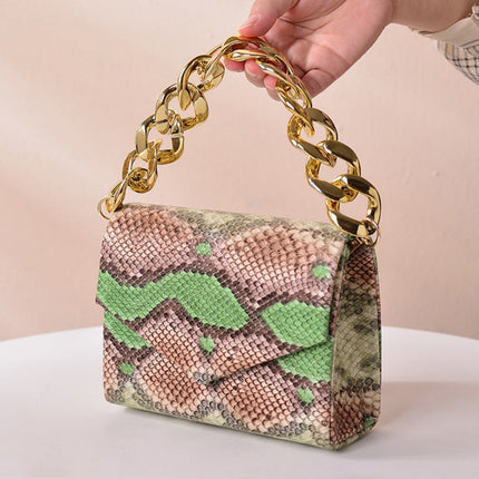 Women's Evening Bag Party Crossbody Bag Snake Print Chain Animal Print Bag 