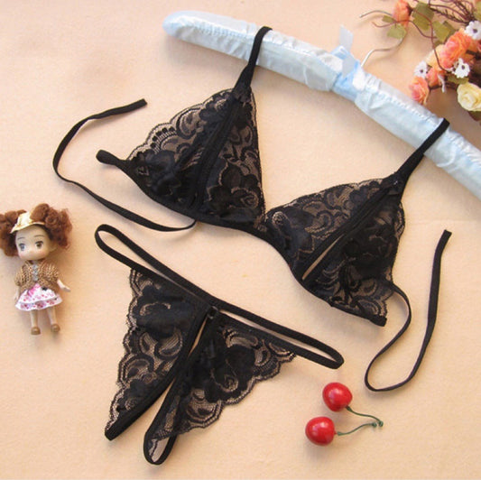 Wholesale Ladies Sexy Lingerie Transparent Lace Bra Panties Temptation Separate Set 