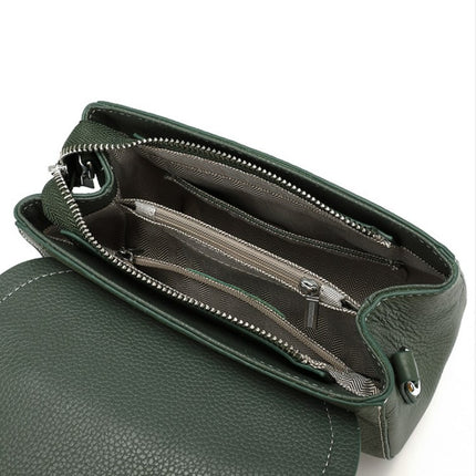 Women's Genuine Leather Handbag Fashion Embossed First Layer Cowhide Shoulder Crossbody Bag 