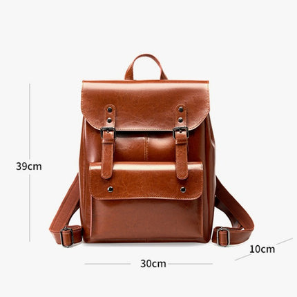 Women's Leather Computer Backpack 14-inch Large Capacity British Retro Genuine Leather Backpack