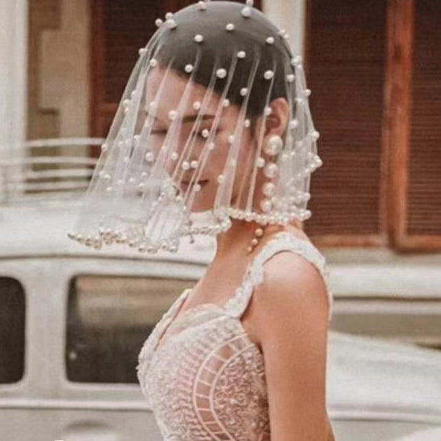Wholesale Bride Retro Pearl Short Veil Hair Accessory Wedding Veil