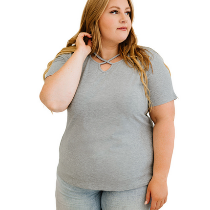 Women's V Neck Short Sleeve Loose Top Striped Plus Size T-Shirt