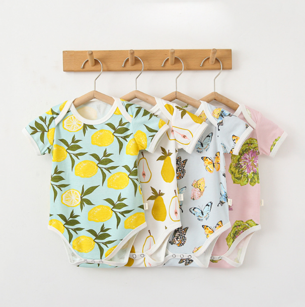 Newborn Baby Summer Babygrow Thin Short-sleeved Bodysuit Print Romper