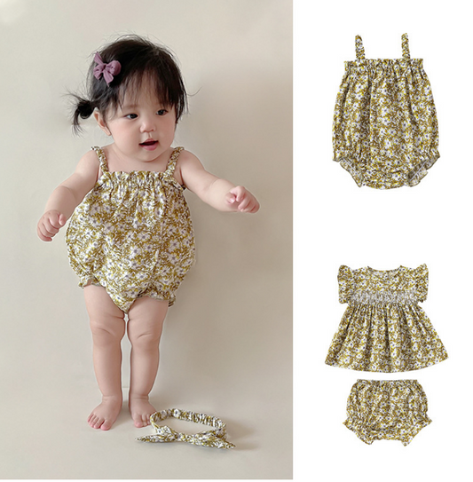 Infant Baby Girl Summer Thin Sling Triangle Romper Bodysuit