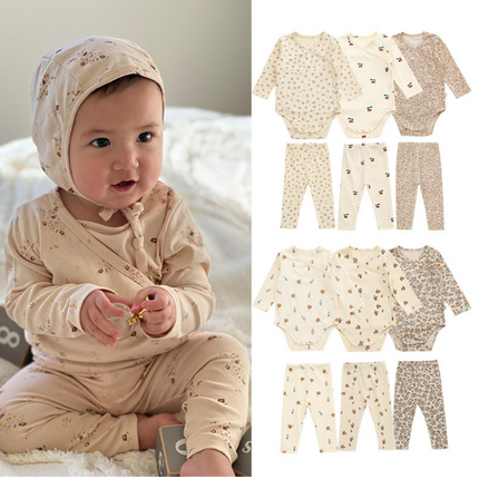 Infant Cotton Long-sleeved Romper Cartoon Cute Thin Two-piece Set