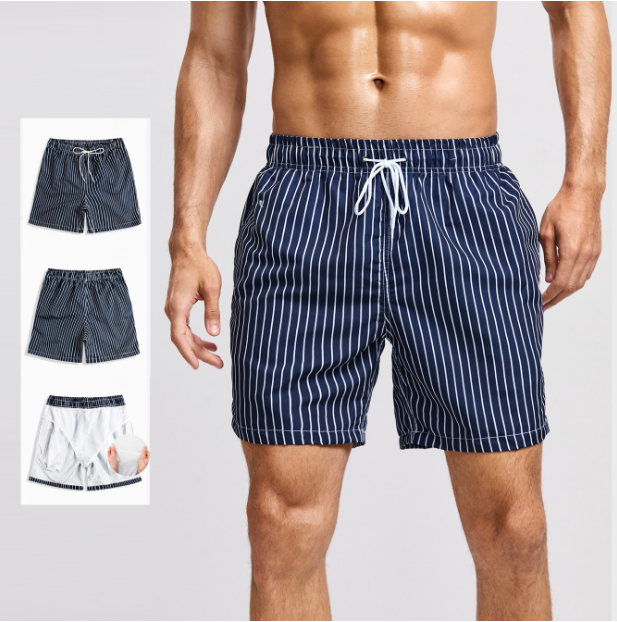 Wholesale Men's Boxer Plus Size Beach Stripe Shorts Cropped Shorts