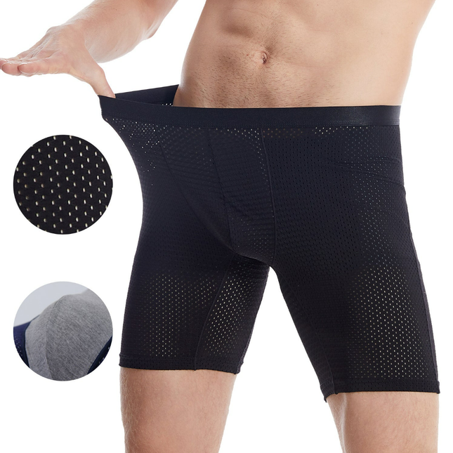 Men's Sports Quick-drying Long Plus Size Mid-waist Boxer Briefs