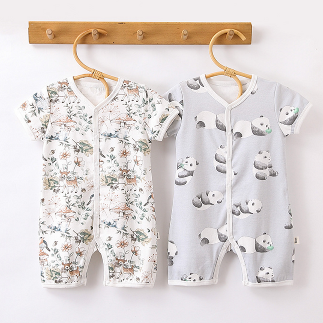 Newborn Baby Summer Thin Jumpsuit Pure Cotton Short-sleeved Rompers