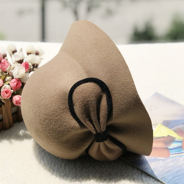 Wholesale Women's Casual Street Hat Dome Bucket Hat Bow Top Hat 