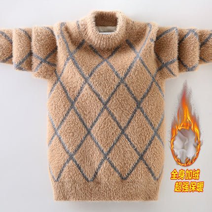 Wholesale Boys Autumn Winter Thickened Round Neck Pullover Sweater