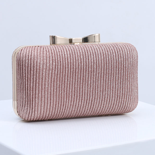 Wholesale Women's Bow Party Dress Clutch Pleated Evening Bag 