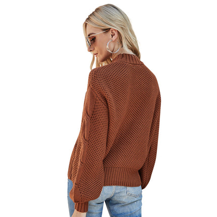 Wholesale Women's Fall Winter Cable Turtleneck Pullover Sweater