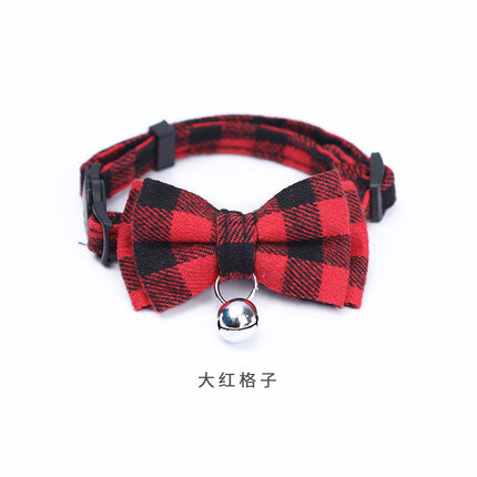 Wholesale Pet Collar Plaid Bow Cat Collar Buckle Cat Collar with Bell