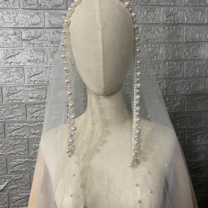 Pearl Rhinestone Bridal Wedding Veil 2 Meters