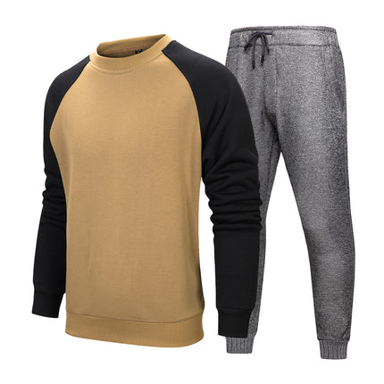 Wholesale Men's Large Size Pullover Round Neck Hoodies Joggers Two-piece Set