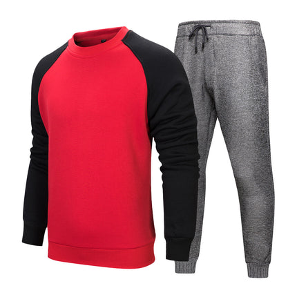 Wholesale Men's Large Size Pullover Round Neck Hoodies Joggers Two-piece Set
