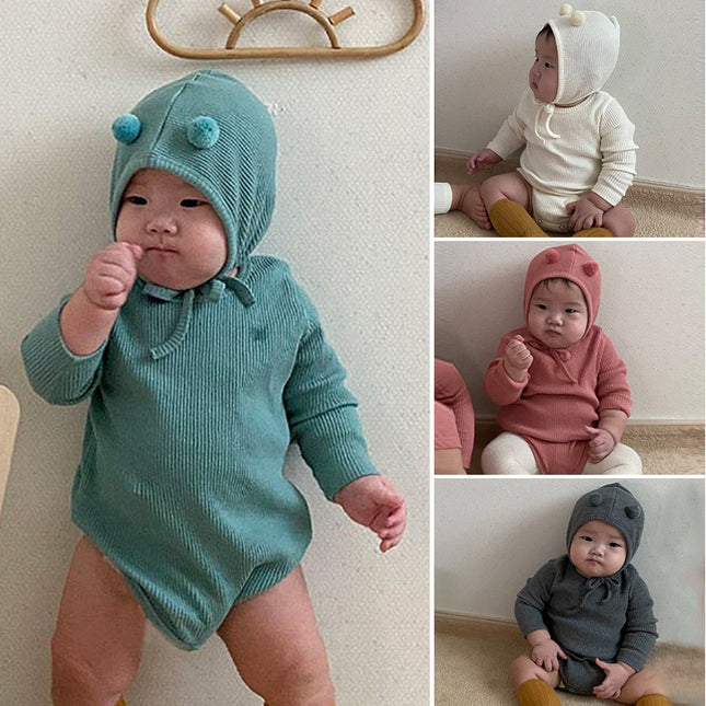 Infant Spring Babygrow Newborn Long Sleeve Onesie With Hat Set