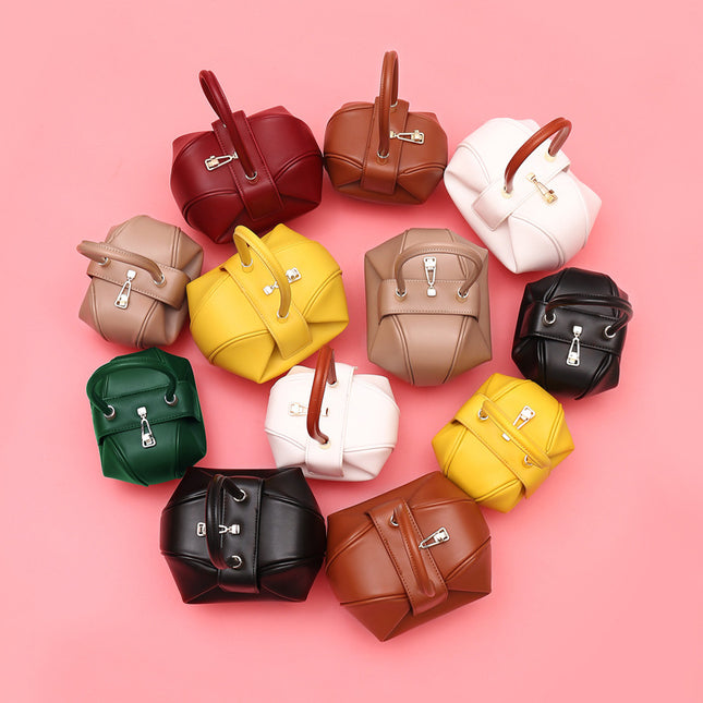 Women's Handbag Retro Wonton Dumpling Bag Genuine Leather Mini Shoulder Bag 