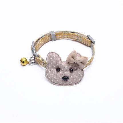 Wholesale Cat Collar Pet Collar Pet Supplies Nylon Check Polka Dot Cartoon Panda Collar with Bell
