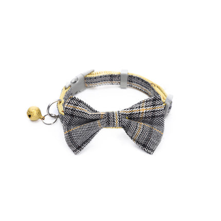 Wholesale Pet Collar Check Bow Cat Collar Buckle Style Cat Collar with Bell