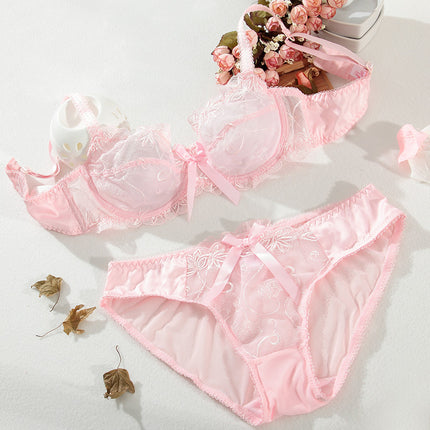 Wholesale Ladies Sexy Lace Bra Set Ultra Thin Breathable Plus Size Underwear