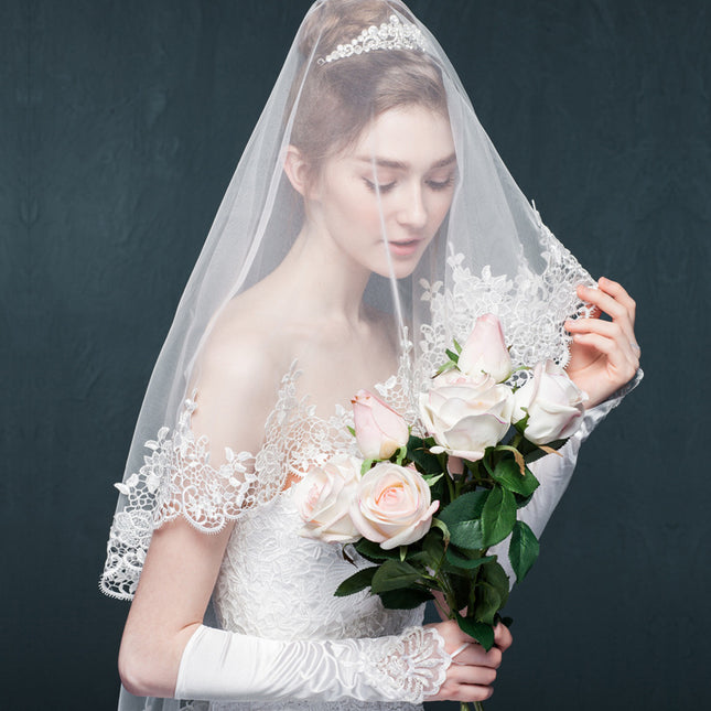 Wholesale Bridal Wedding Mesh White Lace Veil