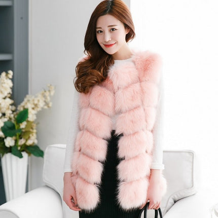 Wholesale Women's Autumn Winter Casual Faux Fox Fur Vest Coat