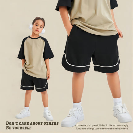 Wholesale Kids Summer Contrasting Color Woven Band Shorts