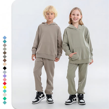 Kids Spring Terry Cotton Loose Sweatshirt  & Joggers Two Piece Set