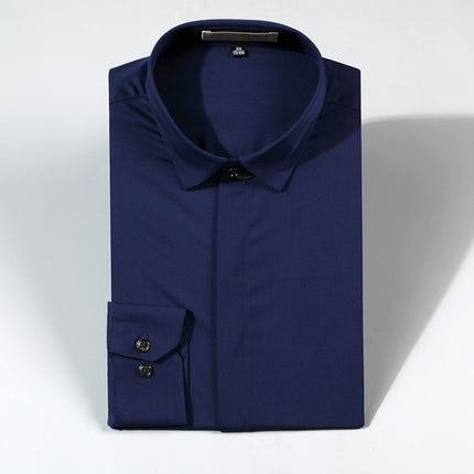 Wholesale Men's Square Neck Slim Fit Long Sleeve Business Casual Shirt