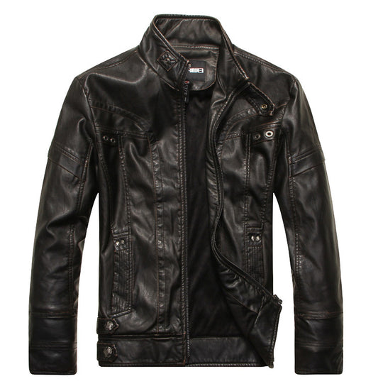 Wholesale Men's Spring Fall Motorcycle PU Leather Jacket Coat