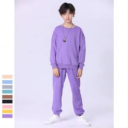 Kids Round Neck Long Sleeve Pullover Hoodies Joggers Two Piece Set