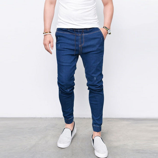 Wholesale Men's Skinny Fashion Elastic Waistband Skinny Jeans