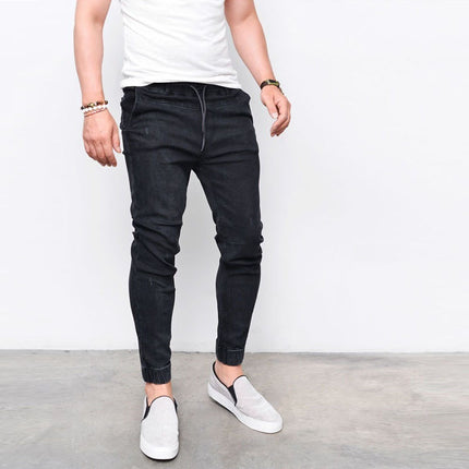 Wholesale Men's Skinny Fashion Elastic Waistband Skinny Jeans
