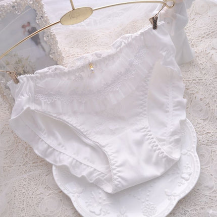 Wholesale Cute Embroidered Ruffle Cotton Briefs for Girls